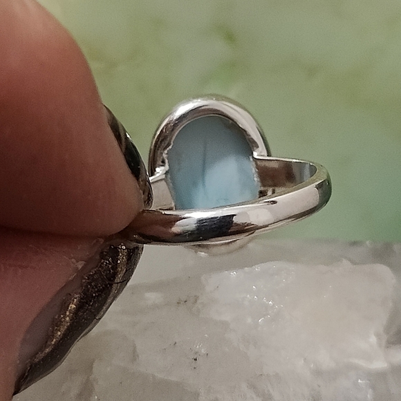 Natural Blue Larimar Ring .925 sz 6 - Picture 2 of 10